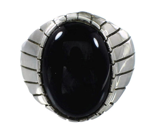 Navajo Onyx And Sterling Silver Ray Jack Ring Size 11-3/4 RX97682